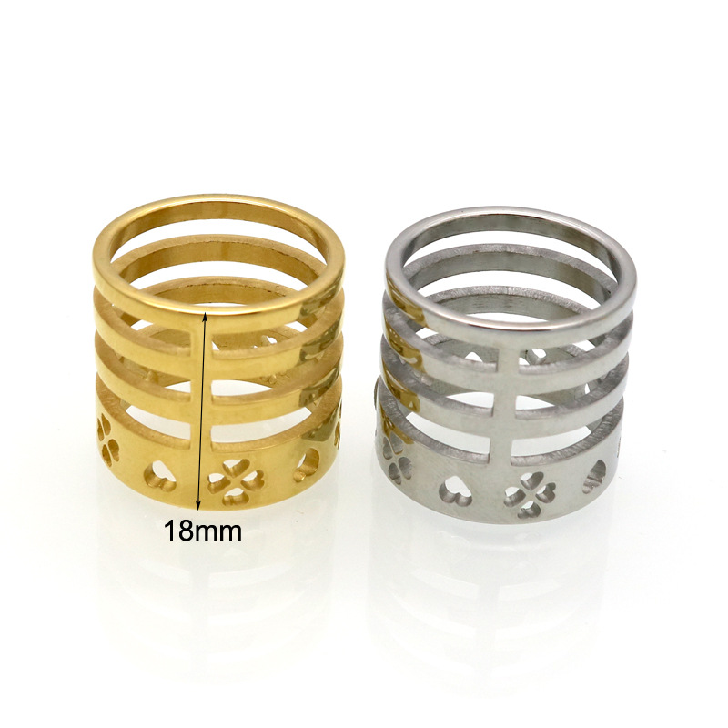Wholesale Lady Four Leaf Clover Heart Shape Titanium Steel Rings display picture 3