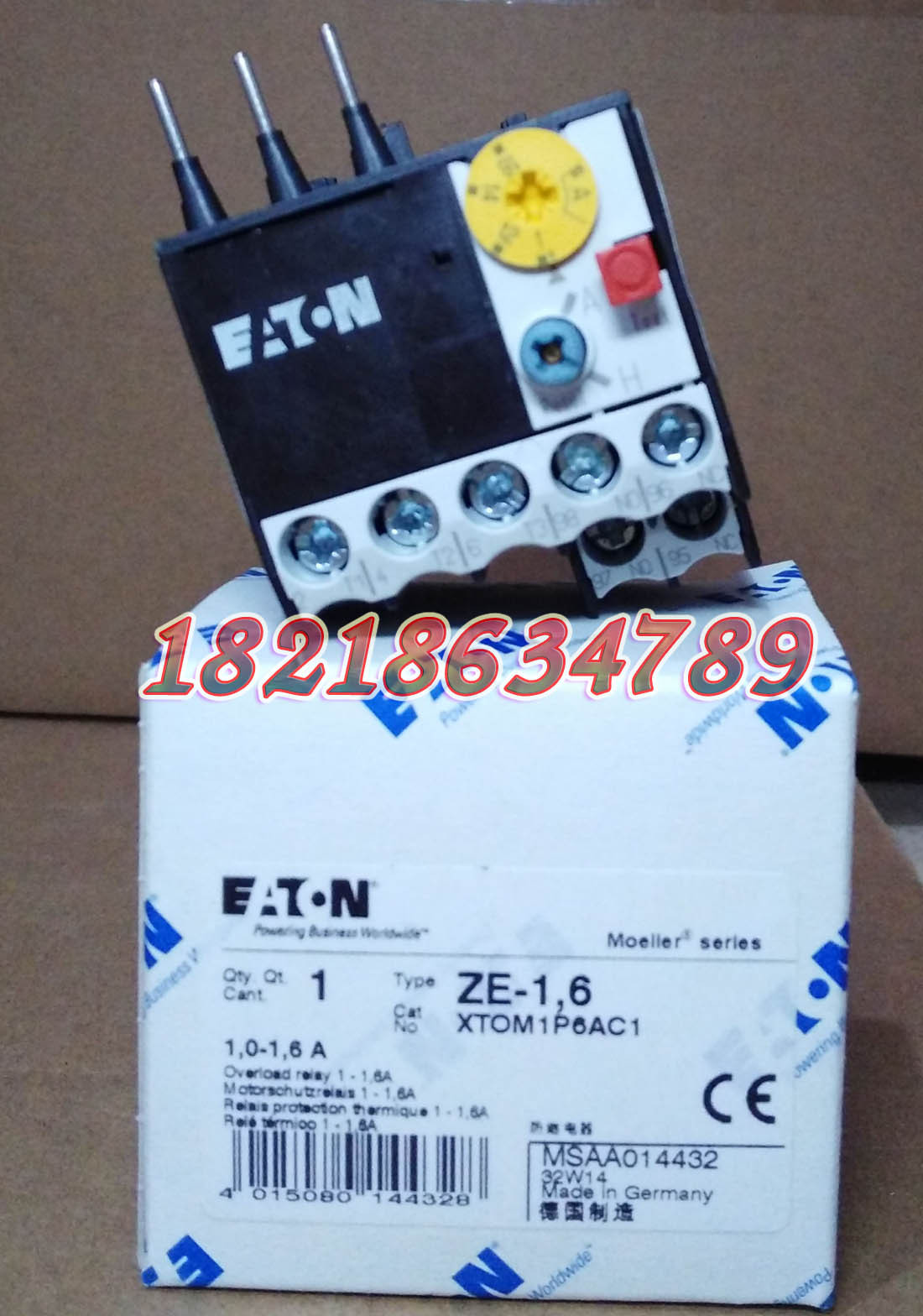EATON小型热过载继电器ZE-1.6 1-1.6A正品现货