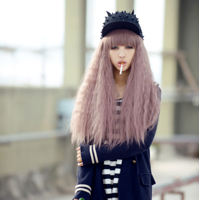 高温丝cosplay香芋色玉米烫 洛丽塔lolita假发动漫COS假发速卖通|ru