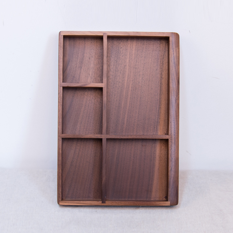 新款出口日本黑胡桃收纳盒桌面整理盒文具收纳盘