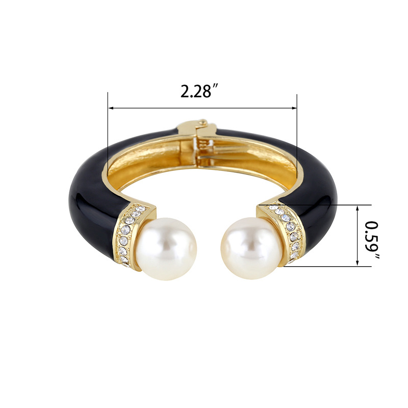 1 Piece Fashion Round Alloy Enamel Plating Inlay Artificial Pearls Artificial Diamond Women's Bangle display picture 1