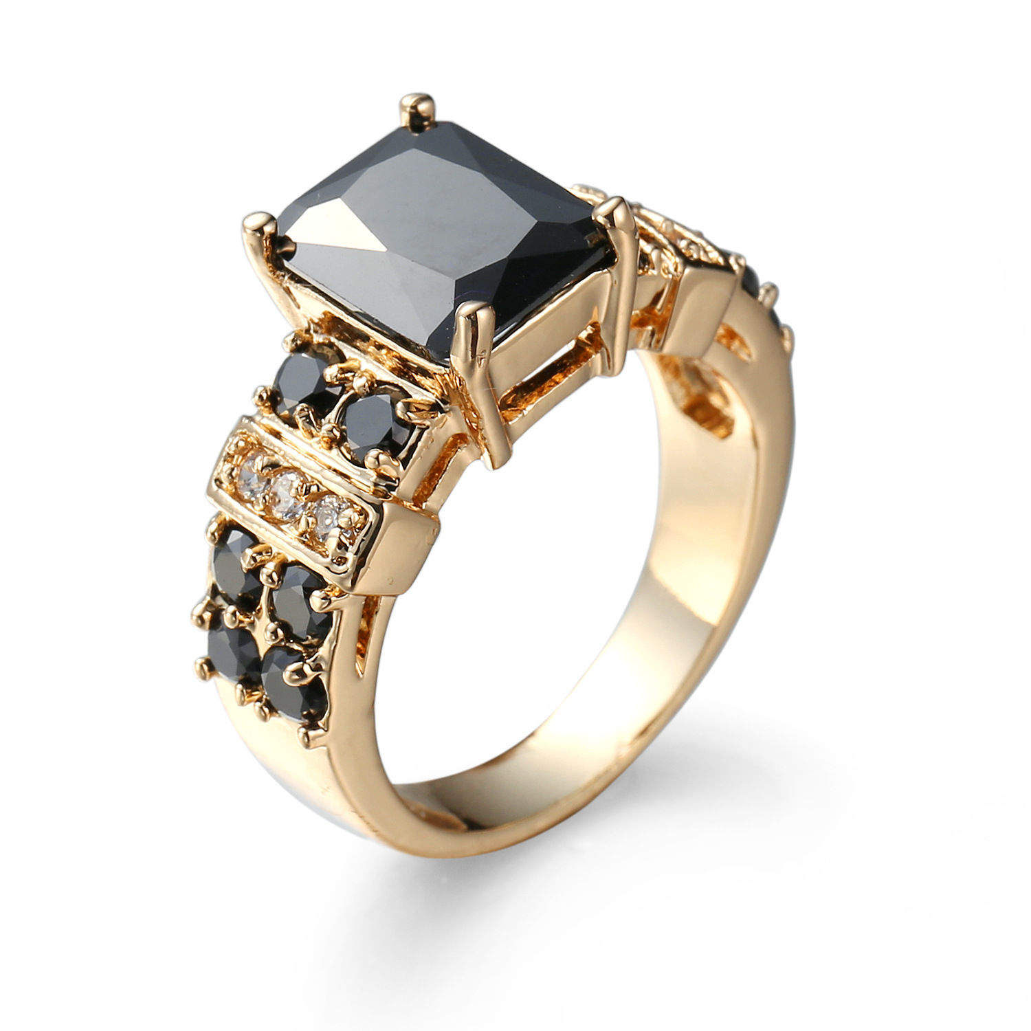 supply of popular jewelry copper inlaid zircon jewelry popular punk style men and women's colorful gold plated rings_ipsvogv.com