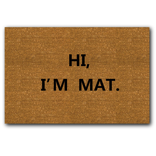 Alfombra de piso al por mayor dedo medio gato flocado impreso alfombra de piso personalizado Comercio exterior puerta creativa imitación Coco marrón alfombra de puerta de goma