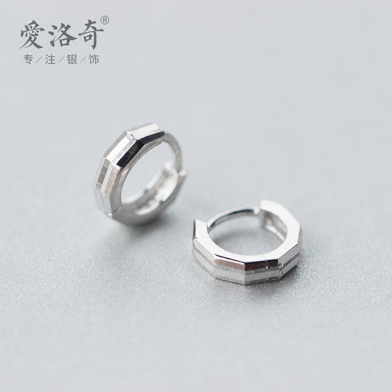 S925 botones de orejas de plata para mujeres y hombres moda personalidad pareja pequeña aretes al por mayor joyería de pendientes de geometría simple E2660