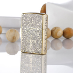 ZORRO/San Zoro Antique Brass Kerosene Lighter Metal Lighter Promotion Gift Use Constantin Pattern