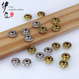 Bracelet Beads Tibetan Silver Beads Retro Alloy UFO Shaped Spacer Beads Ancient Gold Spacer 6mm Beads Gasket