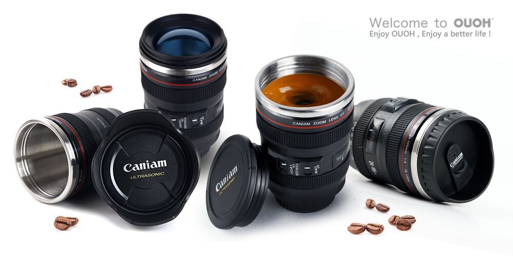 camera lens stirring mug