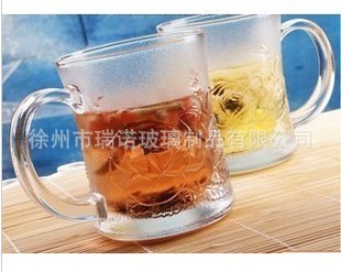 温馨情侣套杯 带花纹玻璃杯 玻璃制品 玻璃瓶 咖啡杯子 喝水杯子