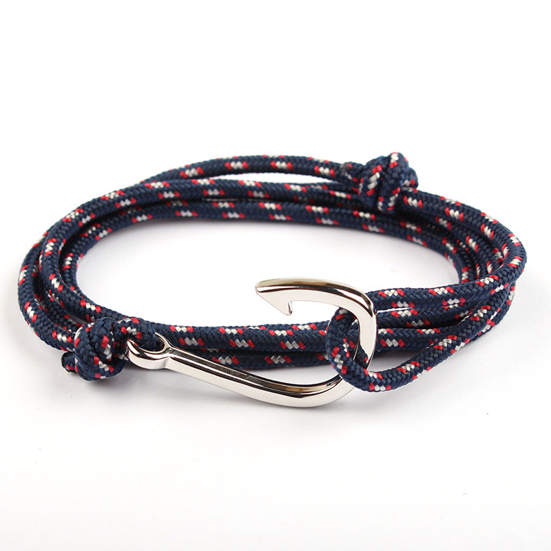 European and American Navy Style Jewelry Miansai Anchor Fish Hook Vintage Unisex Woven Bracelet Anchor Bracelet