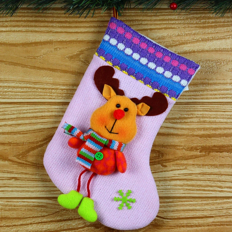Новогодний чулок (Group source Christmas) бархат 25×13 см, подвесной пакет подарков с Дедом Морозом/Снеговиком/Оленем
