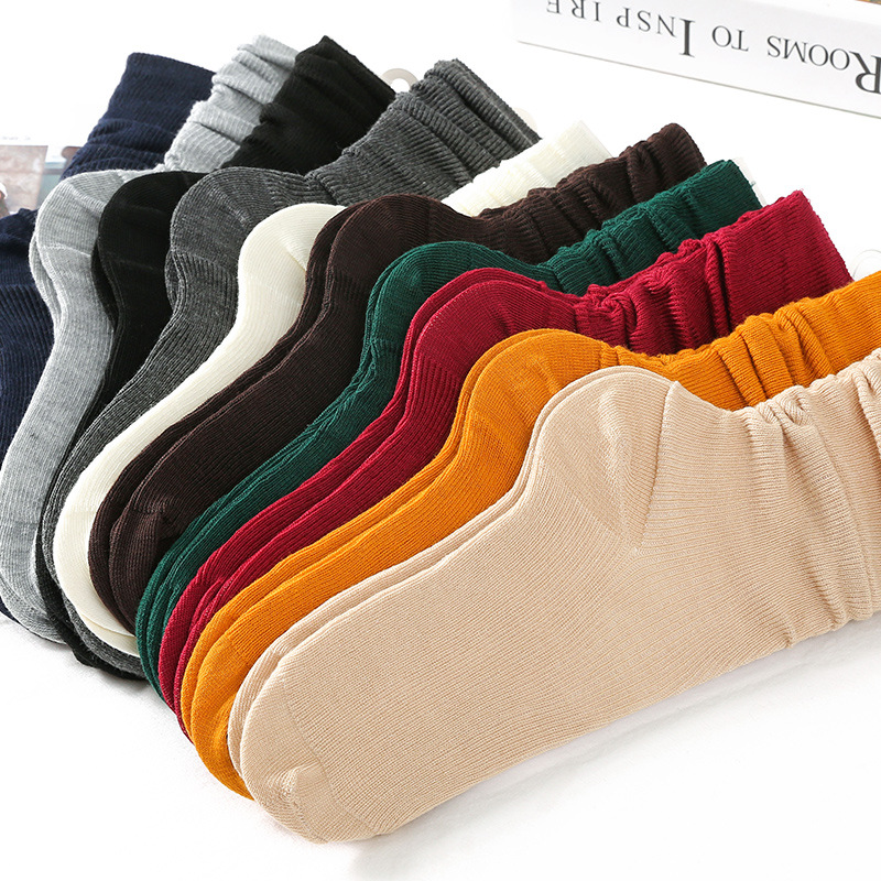 Female Japanese solid color long tube socks