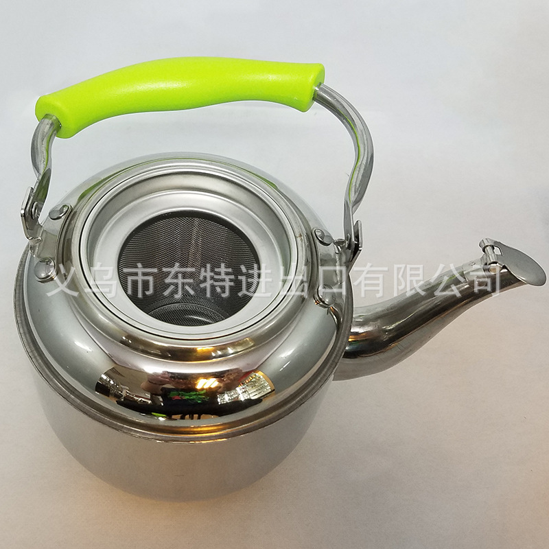 Factory direct sales of stainless steel water kettles, Korean-style sound kettles, green-handled sound kettles with spouts, thickened water kettles detail image 3