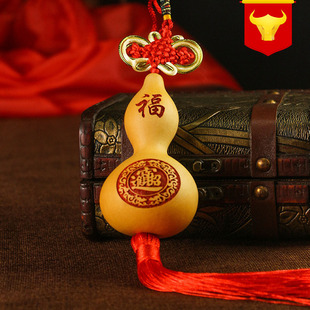 Natural Gourd Pendant Car Hanging Home Accessories Ri Jin Fu Lu Double Phnom Penh Chinese Knot