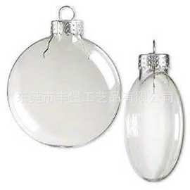 彩绘圣诞玻璃球挂饰圣诞树挂饰球圣诞玻璃扁球圣诞树挂件吊球批发