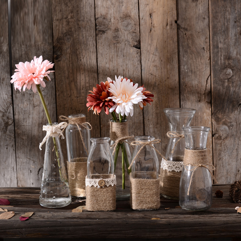 透明玻璃花瓶创意麻绳插花花器手工麻绳蝴蝶结花瓶 价格 厂家 哪里买 我有货 B 5yoho Cn