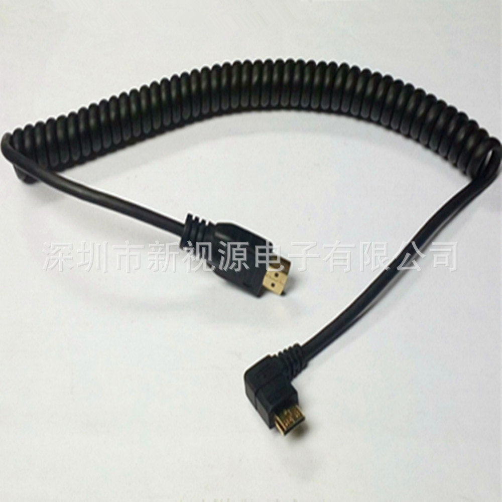 hdmi to mini hdmi侧弯头高清线  弹簧线  2米 迷你弯头HDMI线