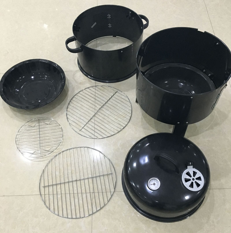 Fábrica al por mayor hogar estufa de carbón esmalte para hornear cuenca tres en uno estufa de humo multifunción horno de barbacoa