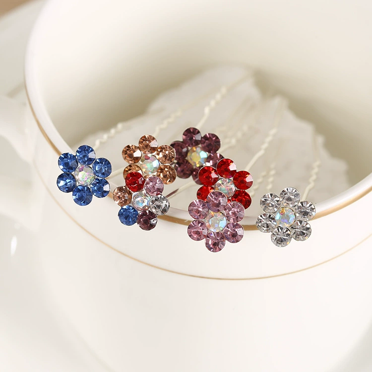 Корейская заколка для волос в форме цветка сливы с семью камнями, оптом для уличных торговцев, аксессуар для свадебной прически, U-образная заколка, аксессуар для волос из двух-юань-сторов
