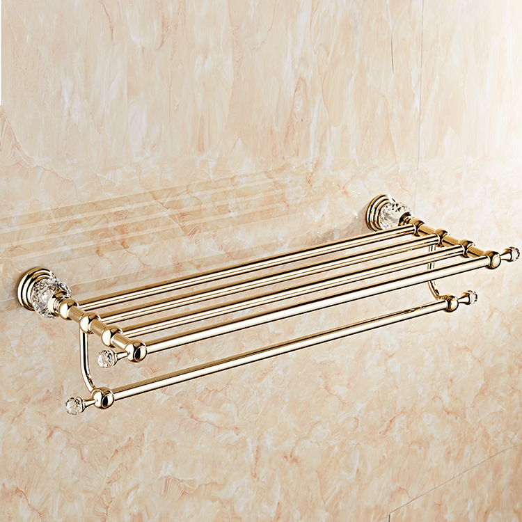 Crystal gold-plated towel rack bathroom hardware towel rack bathroom pendant rack with towel bar