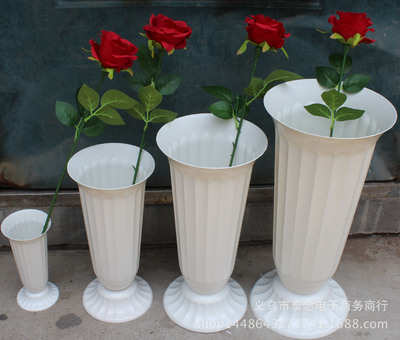 特价批发 新款欧式不漏水精美塑料大号凹凸设计底座镶嵌式鲜花桶