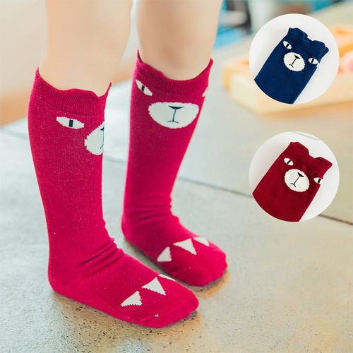 Children's high socks, bear fox, cute baby socks, owl cartoon children's cotton socks, wholesale and custom made by manufacturers