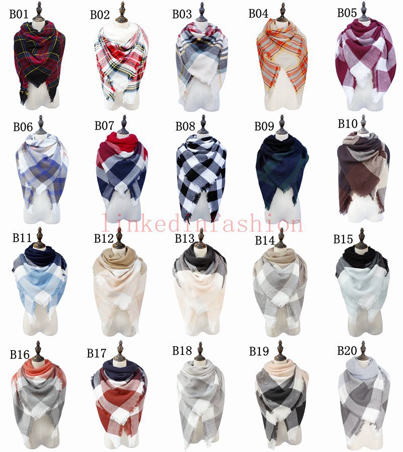 秋冬季大牌围巾 保暖仿羊绒女士披肩 七彩格子方巾 厂家批发