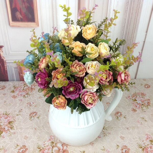 Wholesale European Simulation Flower 10 Beads of Camellia Love Tea Buda Rose Pseudo Plastic Flower Home Decoration