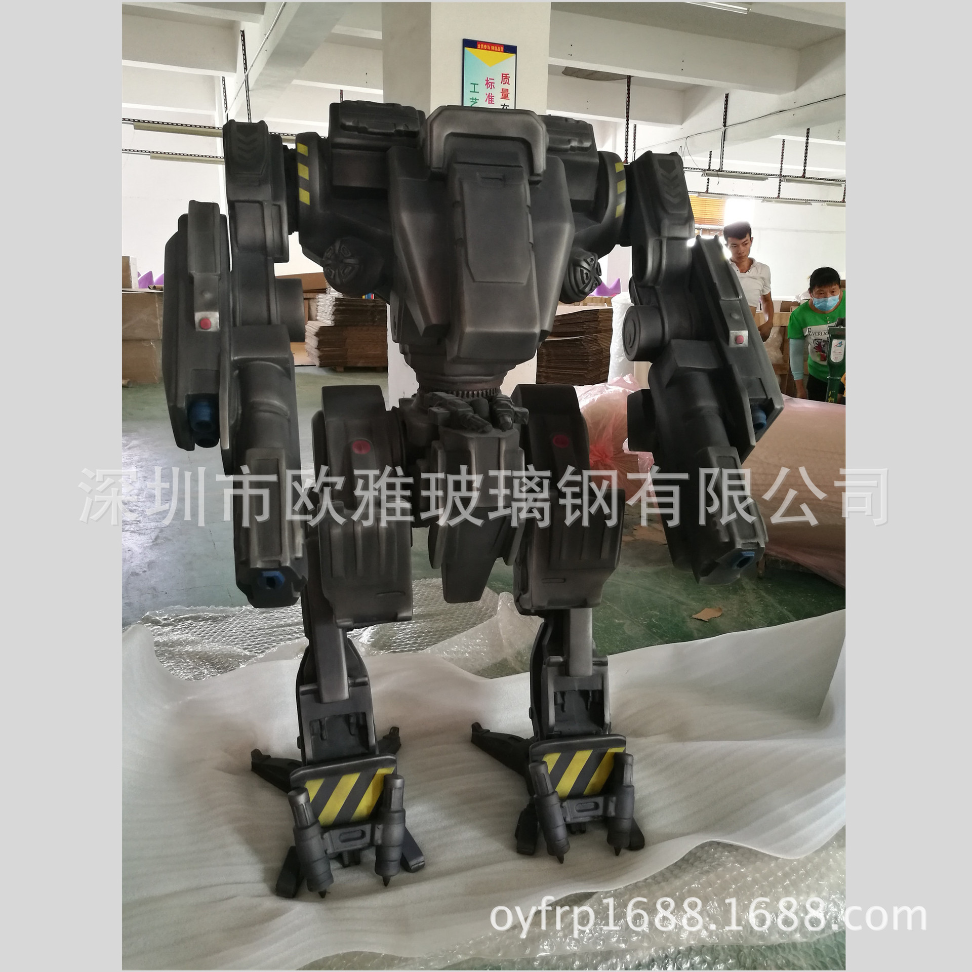 供应玻璃钢影视j动漫雕塑 玻璃钢机甲战士商场展示会摆件