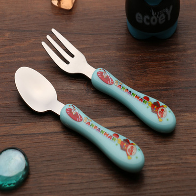 日本 不鏽鋼卡通餐叉勺 兒童卡通餐具 叉勺套裝精裝版