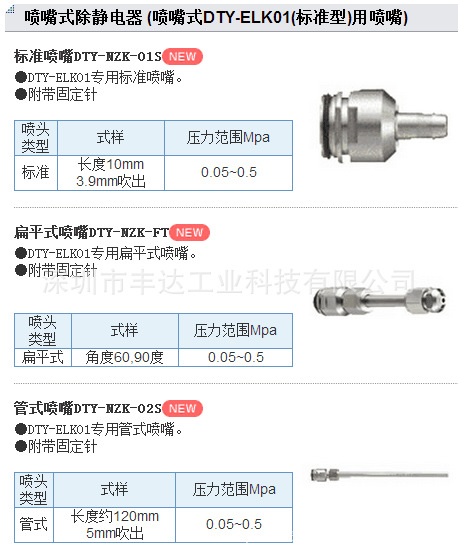 小金井除静电器全系列喷嘴DTY-NZK-FT/DTY-NZK-D/B/U/L/FMT/FT等