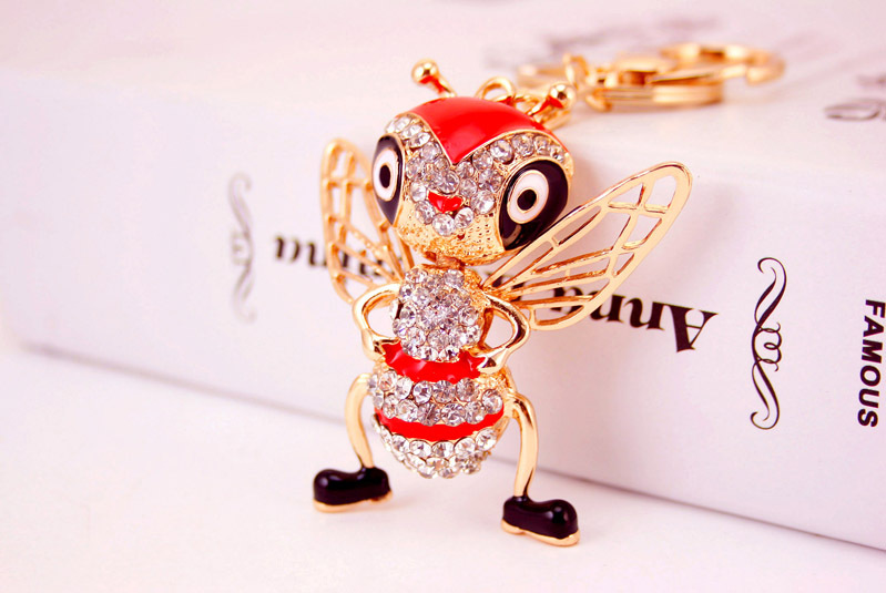 Korean Creative Dripping Craft Cute Bee Keychain Bag Insect Animal Metal Pendant Wholesale display picture 3