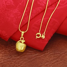 久不掉色实心小苹果保平安女款黄铜饰品欧币镀越南沙金时尚项链
