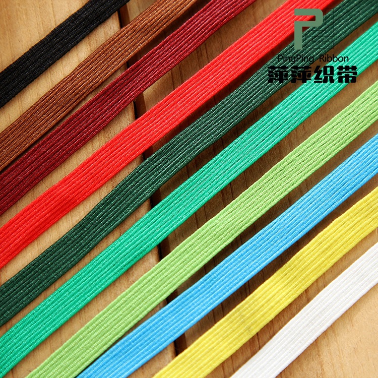 厂家现货彩色松紧带5一7mm扁松紧带涤纶松紧带服装辅料涤纶松紧带