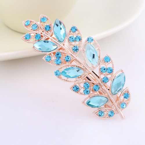 Hair clip hairpin for women girls hair accessories crystal diamond inlaid spring horsetail hairpin leaf flower hairpin cross Clip Jewelry