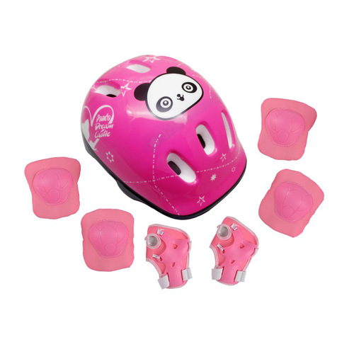 Balance bike safety set, including helmet, elbow pads, knee pads, wrist guards, and tail lights for children