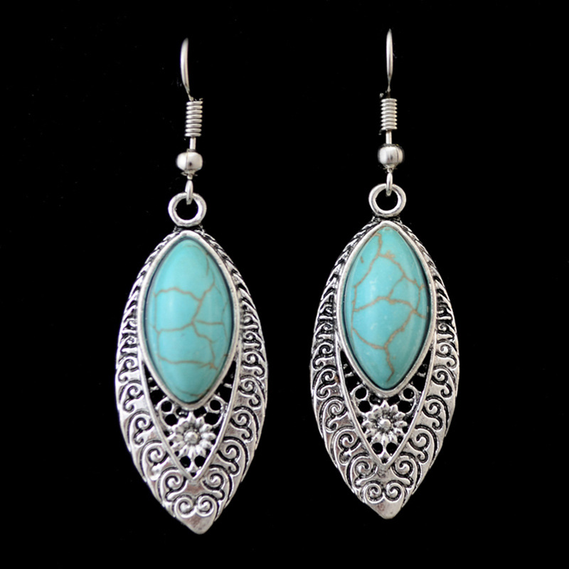 retro ethnic turquoise earrings with tassels