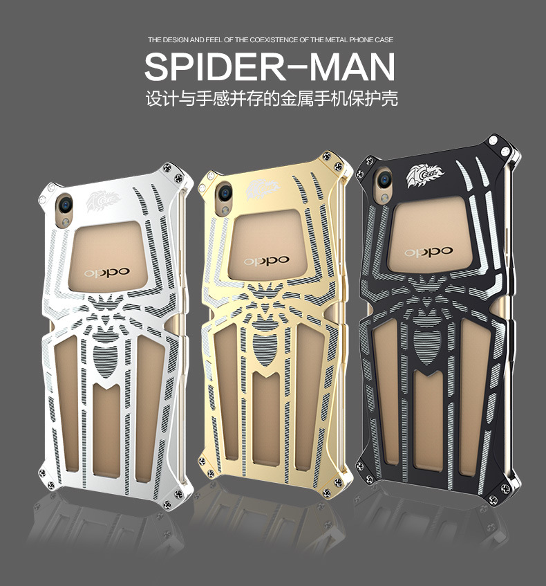 CECIL Spider-Man Aerospace Aluminum Shockproof Metal Shell Case Cover for OPPO R9