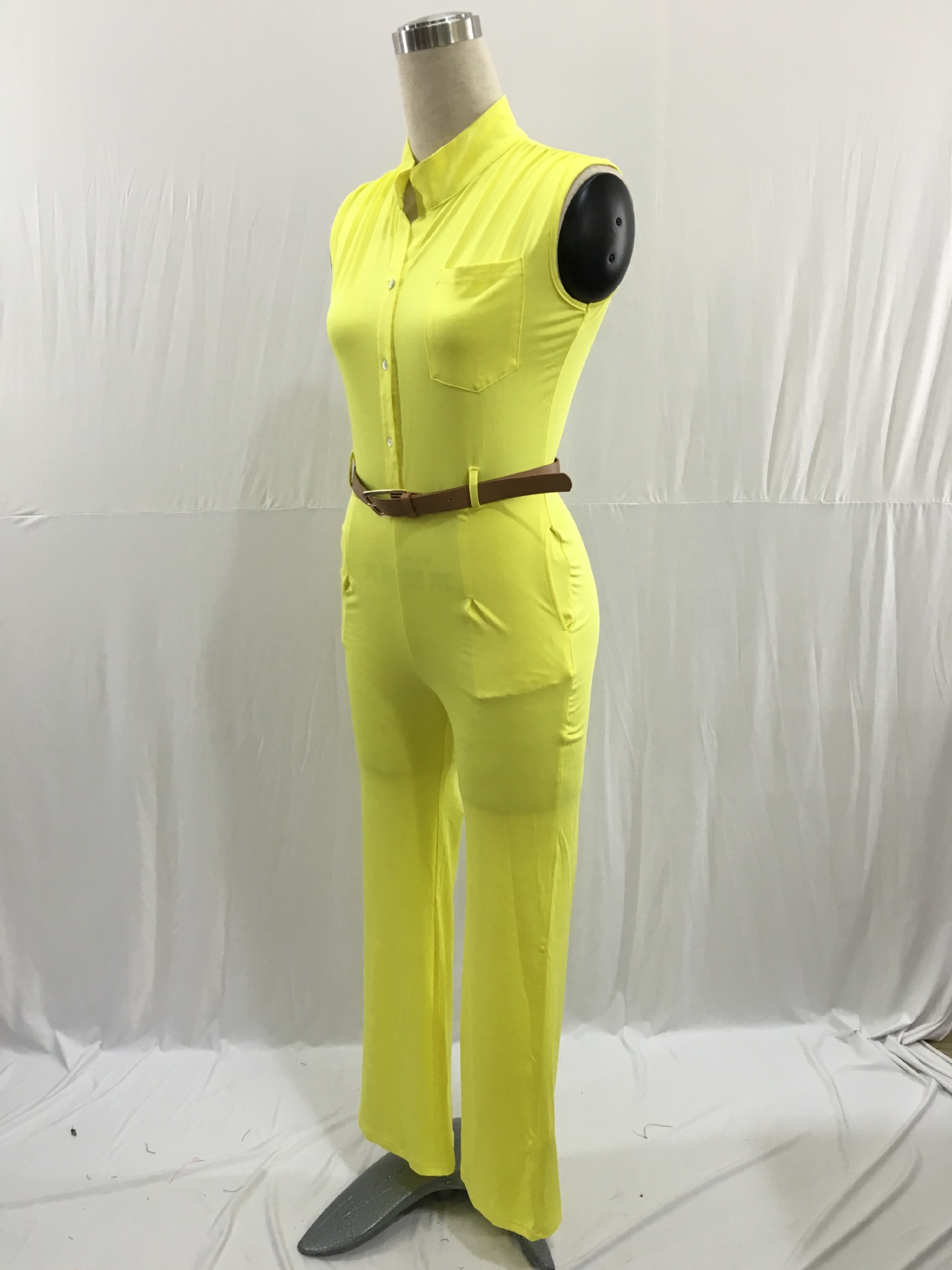 Multicolor Round Neck Sleeveless One-piece Pants set NSLM57078