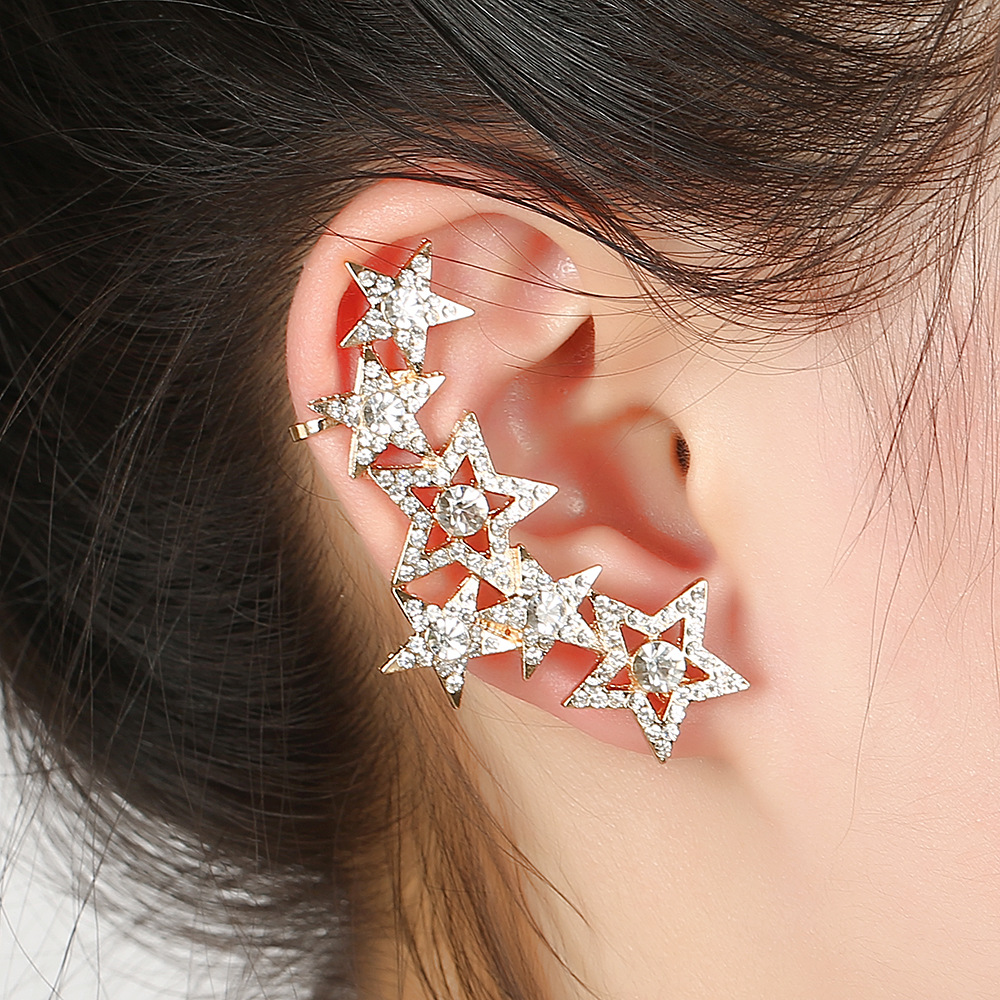 Crystal Star Exaggerated Earrings display picture 2