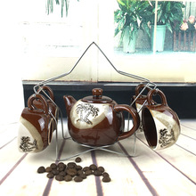 创意陶瓷杯壶咖啡茶具六件套 功夫茶具套装9.9元店小礼品加印logo
