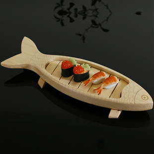 Special Fish-shaped Japanese-style Sushi Plate Seafood Wooden Platter Fish-shaped Wooden Fish Raw Slice Restaurant Hotel Japanese and Korean Cuisine Tableware