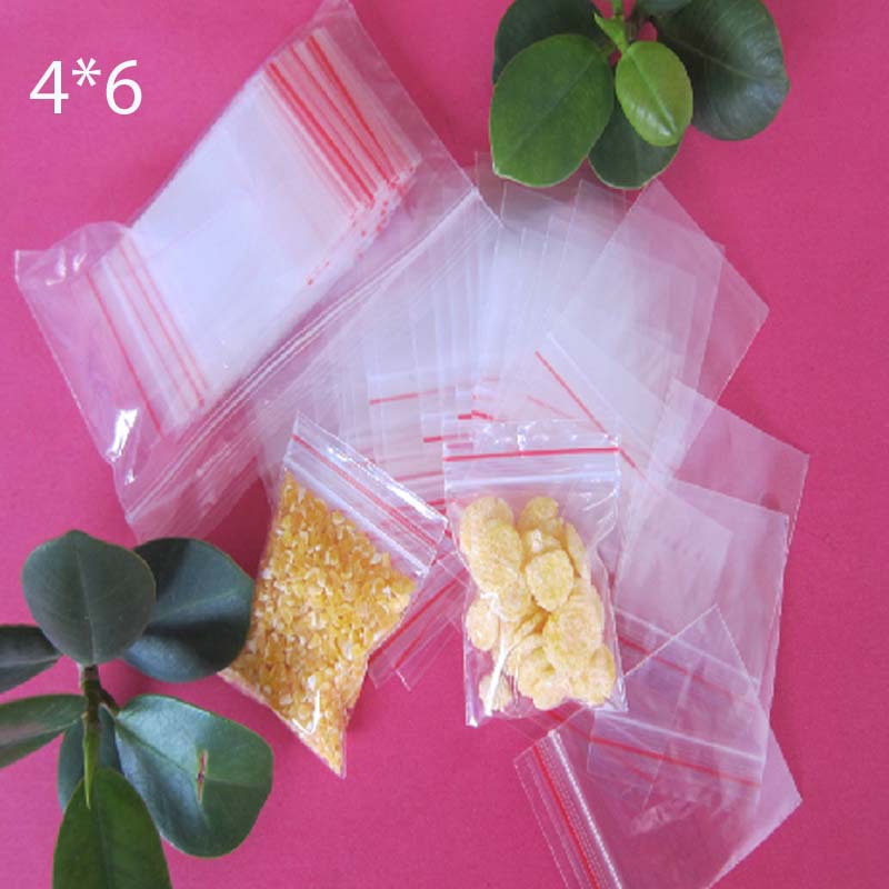 pe红边透明自封袋7丝小号4*5cm 大号40*60cm食品密封袋茶叶包装袋