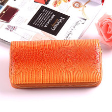 女士pu皮单拉链手拿长款钱包 批发地摊鳄鱼纹拉链手拿钱包定制