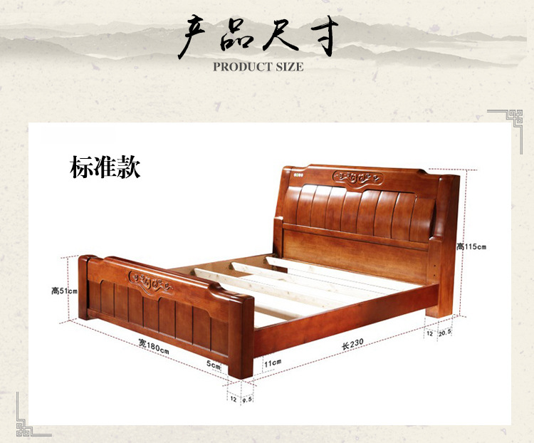 厂家直销 实木床 卧室橡木床1.8米大床 地产南康 居家特价床批发