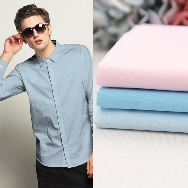 厂家直销 春夏新款涤棉府绸面料 混纺衬衫休闲服装TC布料多色可选