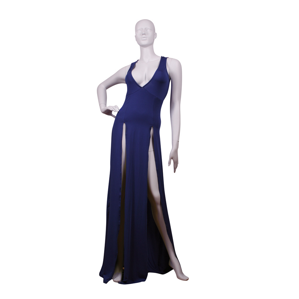 deep v neck dress ebay Women's Short Sleeve Deep V-Neck Sexy Swing Long Midi Party Prom Solid Dress