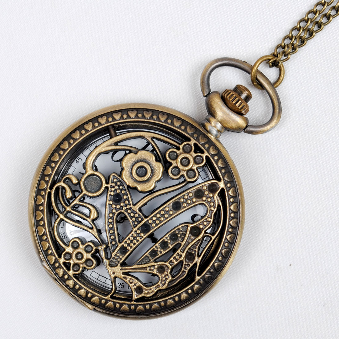 Nostalgic Korean version of large retro feelings butterfly flower pocket watch a generation of classical nostalgic pocket watch 8048