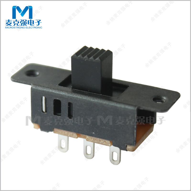 拨动开关SS13D25G5柄高5mm单边3脚3档1P3T直拨滑动开关 孔有螺牙