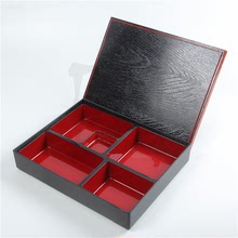 小号木纹盖常温日式便当盒分餐盒五格送餐盒寿司盒快餐饭盒