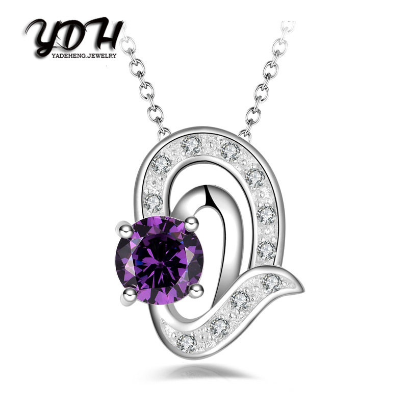 天猫流行时尚镀银首饰 纯银项链 镂空镶钻镀银吊坠 银饰批发